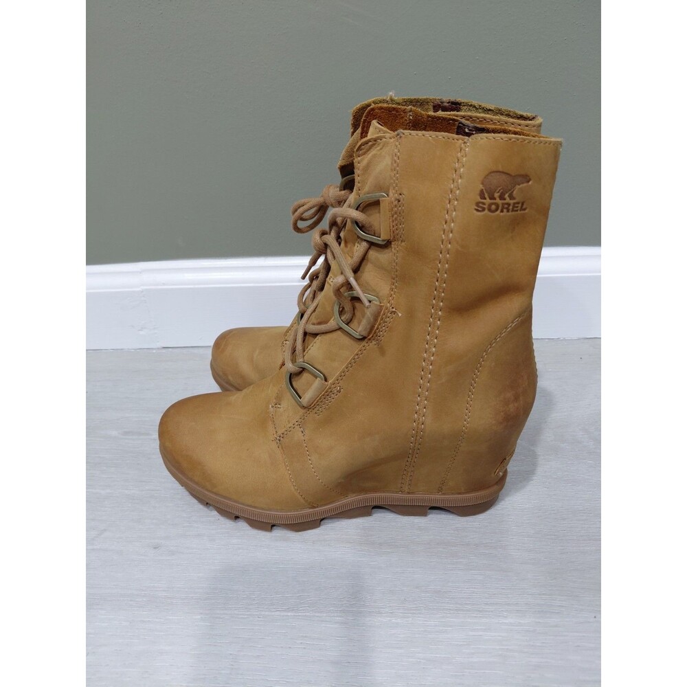 SOREL Joan Of Arctic Wedge II Women 7.5 Camel Brown Leather Boot Waterproof